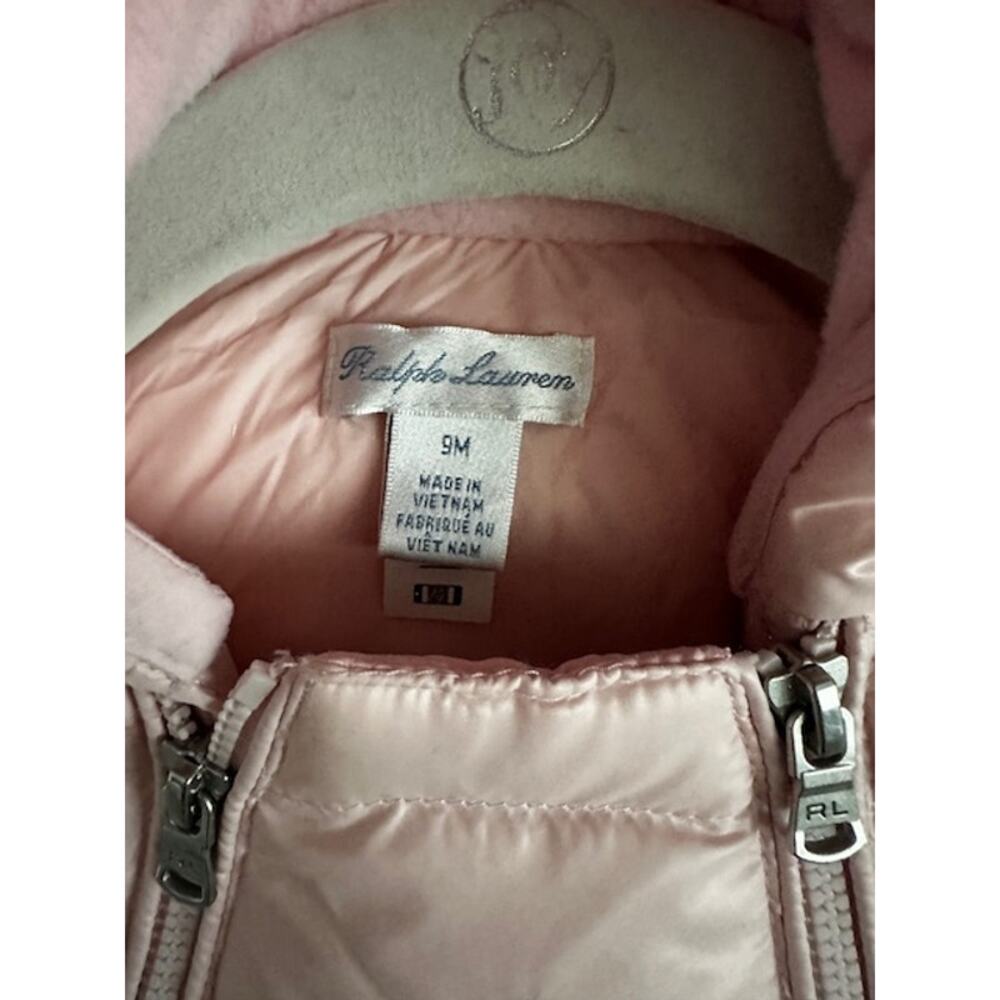 Ralph Lauren NWOT Water Repellent Down Girl Bunting Snowsuit Pink 9mo - Picture 7 of 12